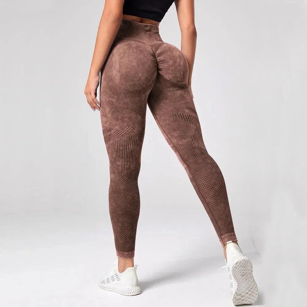 Women Leggings Washing Yoga pants Bubble Butt Push Up Fitness Legging High Waist Scrunch Tight Mujer Gym Seamless Legging
