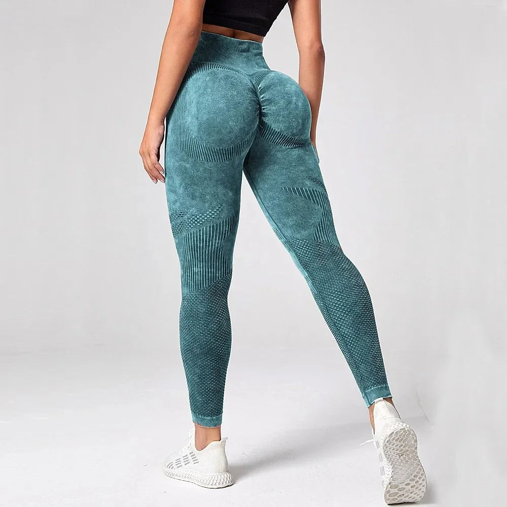 Women Leggings Washing Yoga pants Bubble Butt Push Up Fitness Legging High Waist Scrunch Tight Mujer Gym Seamless Legging