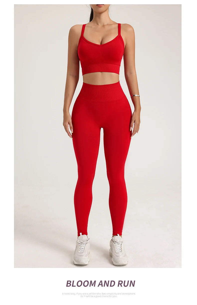 Women's Yoga Suit Sports Underwear Leggings High Stretch Sportswear Quick Dry Breathable Training Clothes Pants
