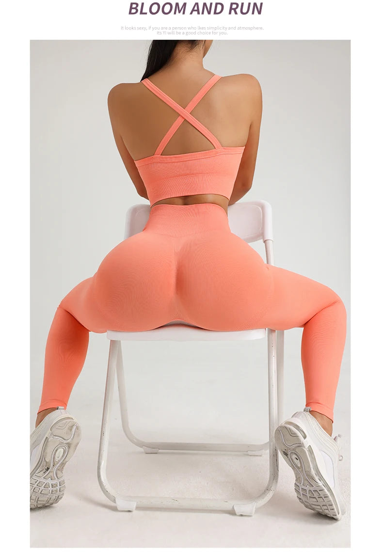 Women's Yoga Suit Sports Underwear Leggings High Stretch Sportswear Quick Dry Breathable Training Clothes Pants