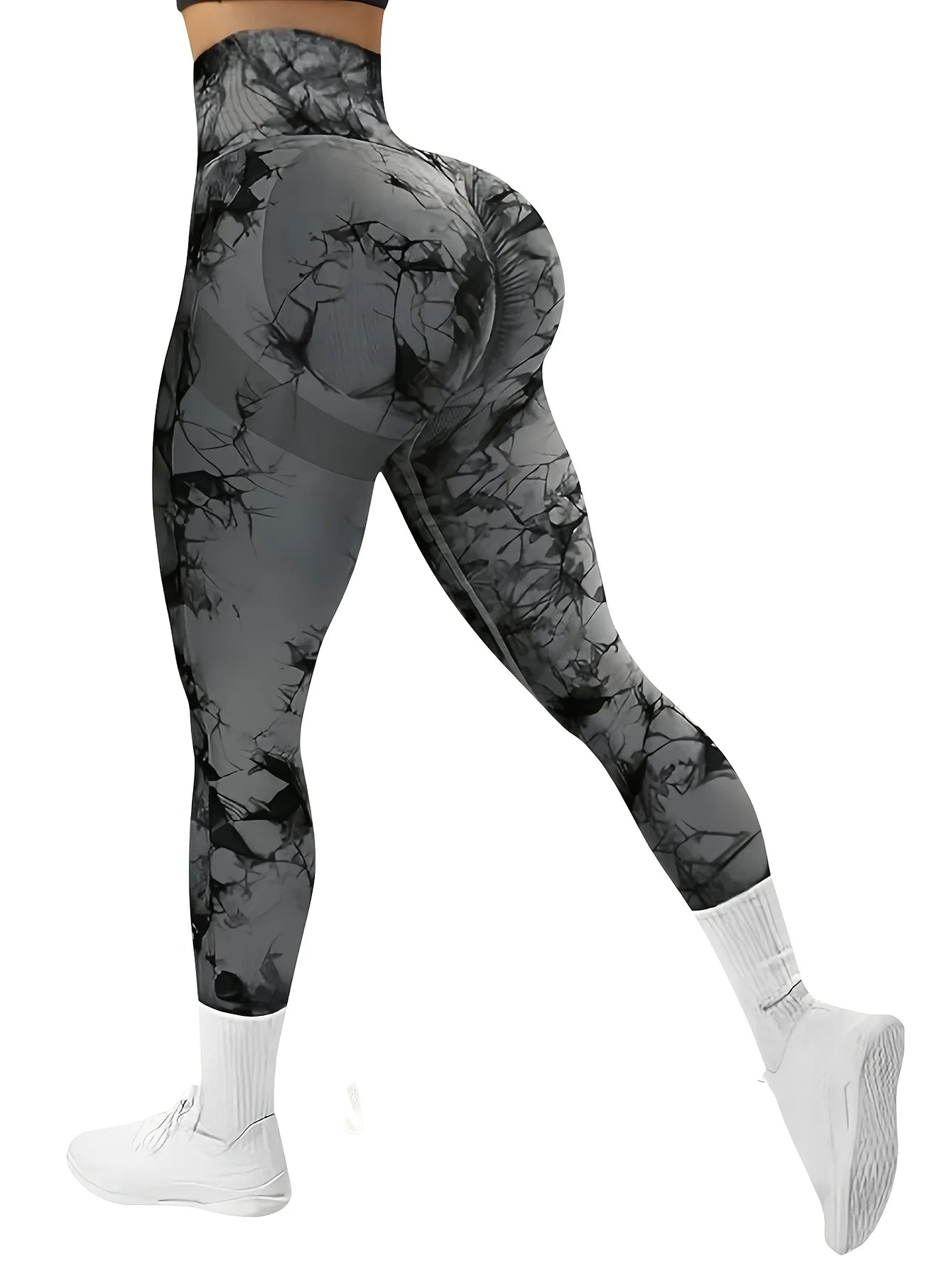 Hip Lifting Seamless Fitness Gym Leggings Tie-Dye Yoga Pants Women's Exercise Tights Tummy Control High Waist Workout Pants