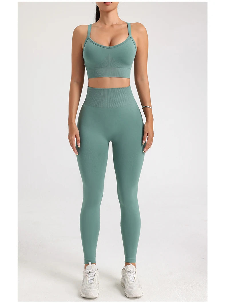 Women's Yoga Suit Sports Underwear Leggings High Stretch Sportswear Quick Dry Breathable Training Clothes Pants