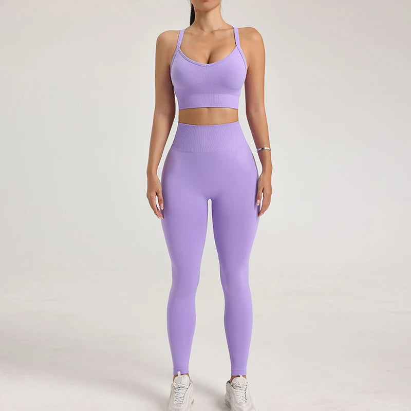 Women's Yoga Suit Sports Underwear Leggings High Stretch Sportswear Quick Dry Breathable Training Clothes Pants