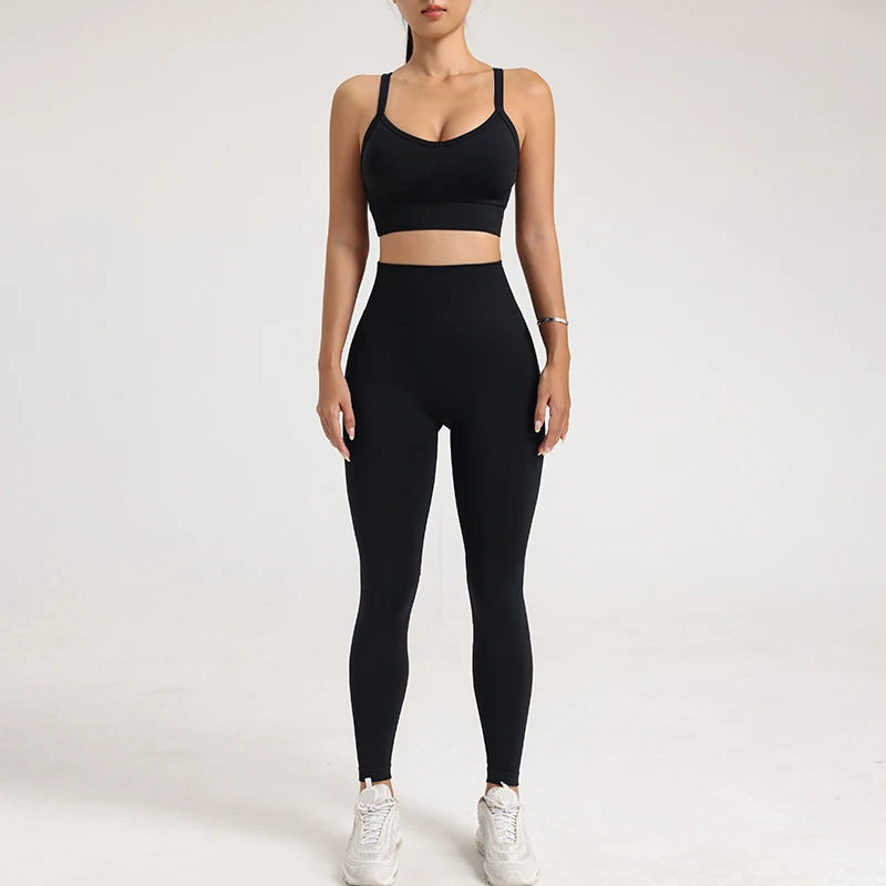 Women's Yoga Suit Sports Underwear Leggings High Stretch Sportswear Quick Dry Breathable Training Clothes Pants