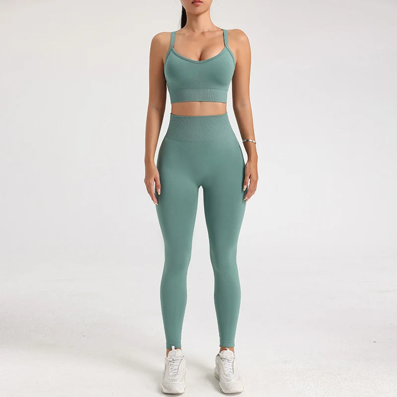 Women's Yoga Suit Sports Underwear Leggings High Stretch Sportswear Quick Dry Breathable Training Clothes Pants