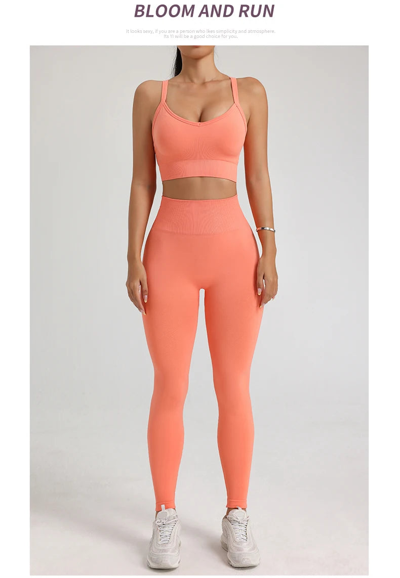 Women's Yoga Suit Sports Underwear Leggings High Stretch Sportswear Quick Dry Breathable Training Clothes Pants