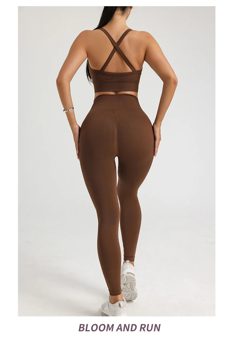 Women's Yoga Suit Sports Underwear Leggings High Stretch Sportswear Quick Dry Breathable Training Clothes Pants