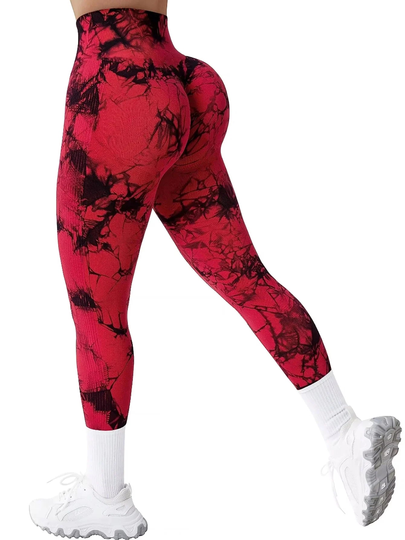 Hip Lifting Seamless Fitness Gym Leggings Tie-Dye Yoga Pants Women's Exercise Tights Tummy Control High Waist Workout Pants