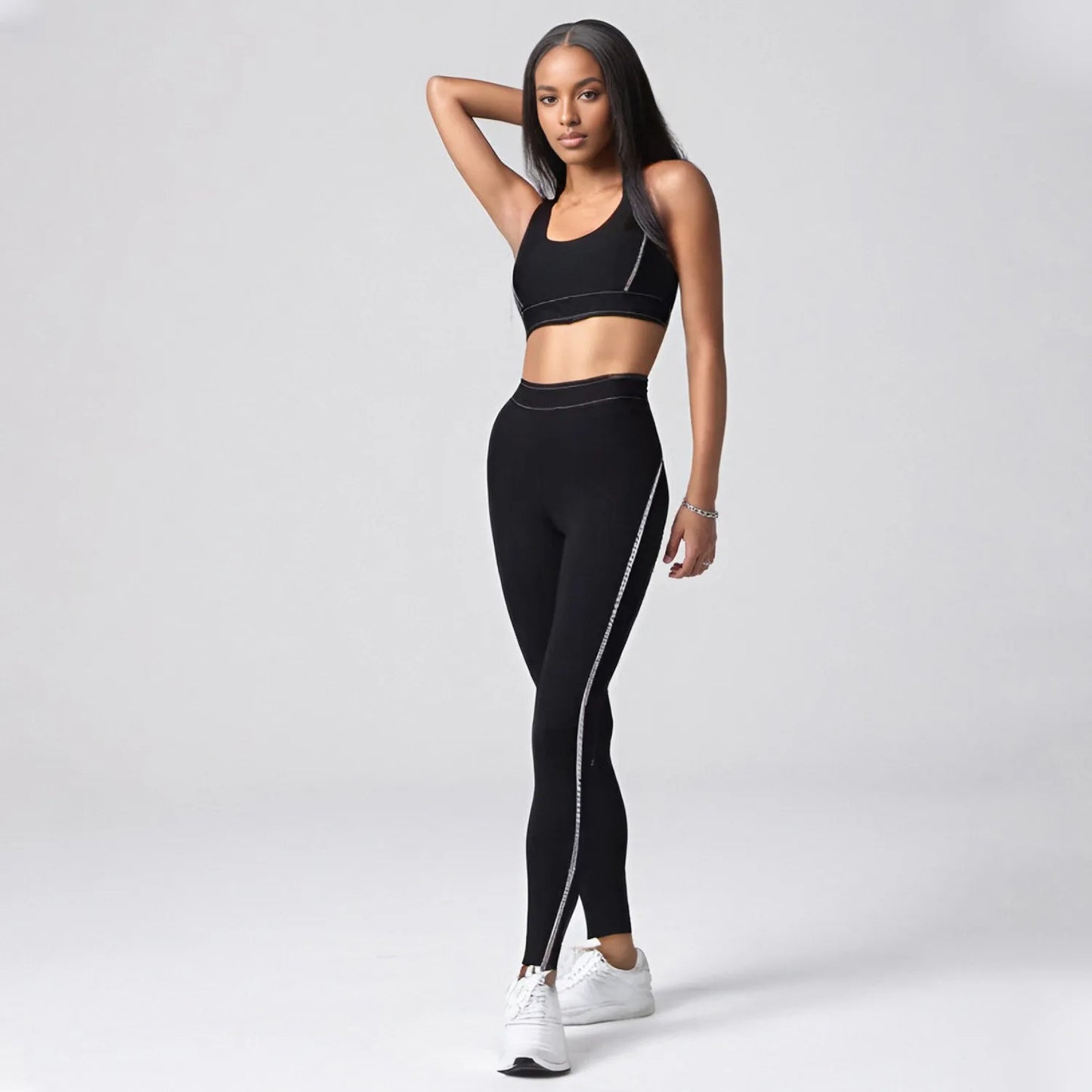 Y9001-1Women's Gym Two Piece Set Yoga Bra Underwear Tight Training Pants Bottom Pants Fitness Clothing Fitness Pants Set Exercis