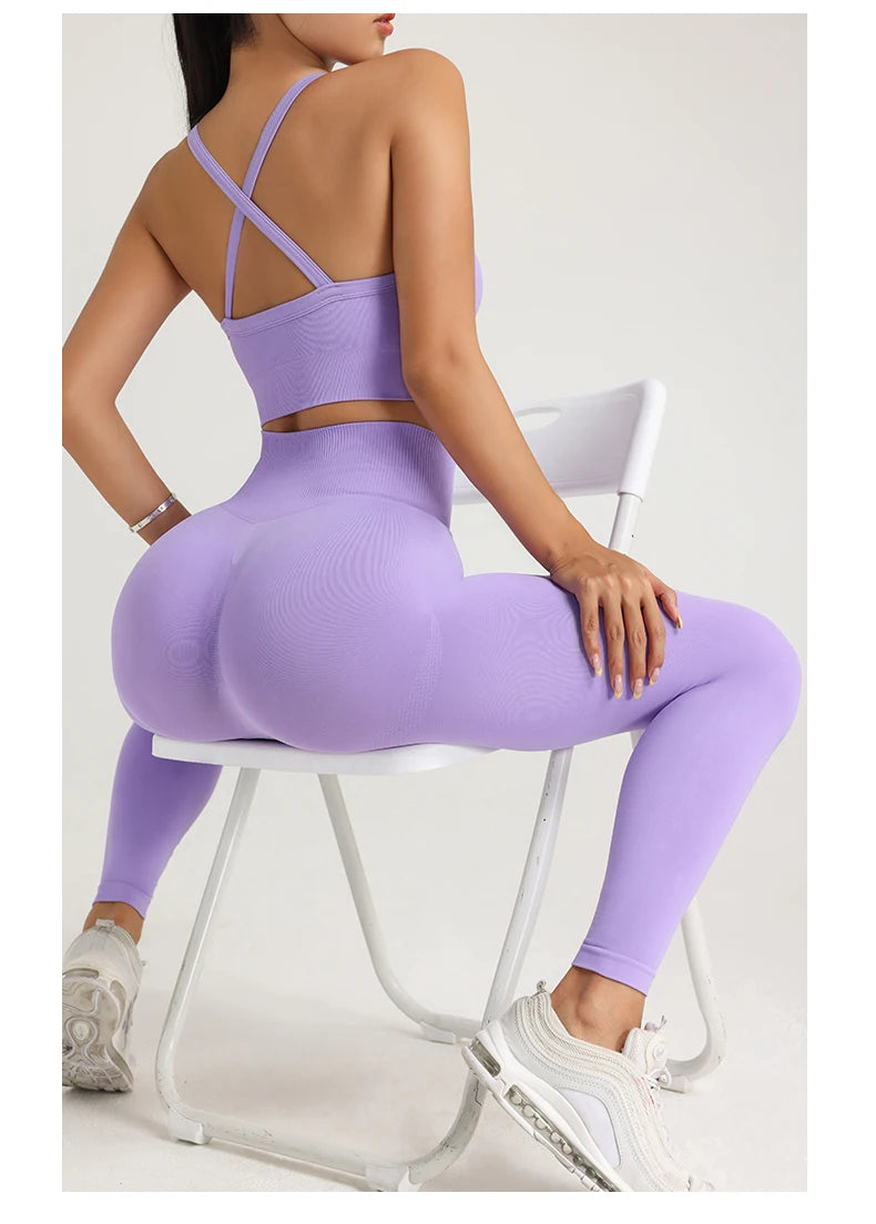 Women's Yoga Suit Sports Underwear Leggings High Stretch Sportswear Quick Dry Breathable Training Clothes Pants