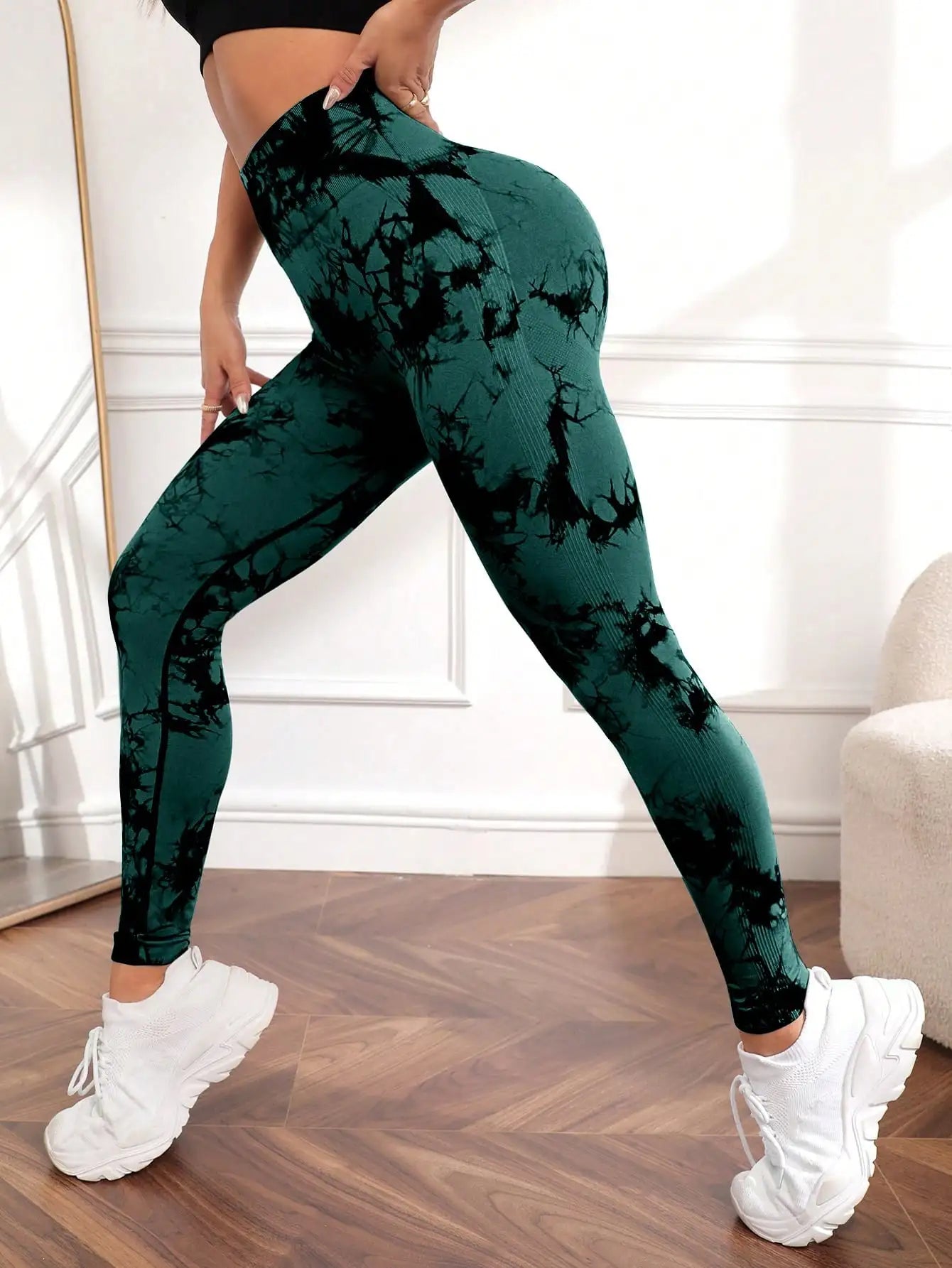 Hip Lifting Seamless Fitness Gym Leggings Tie-Dye Yoga Pants Women's Exercise Tights Tummy Control High Waist Workout Pants