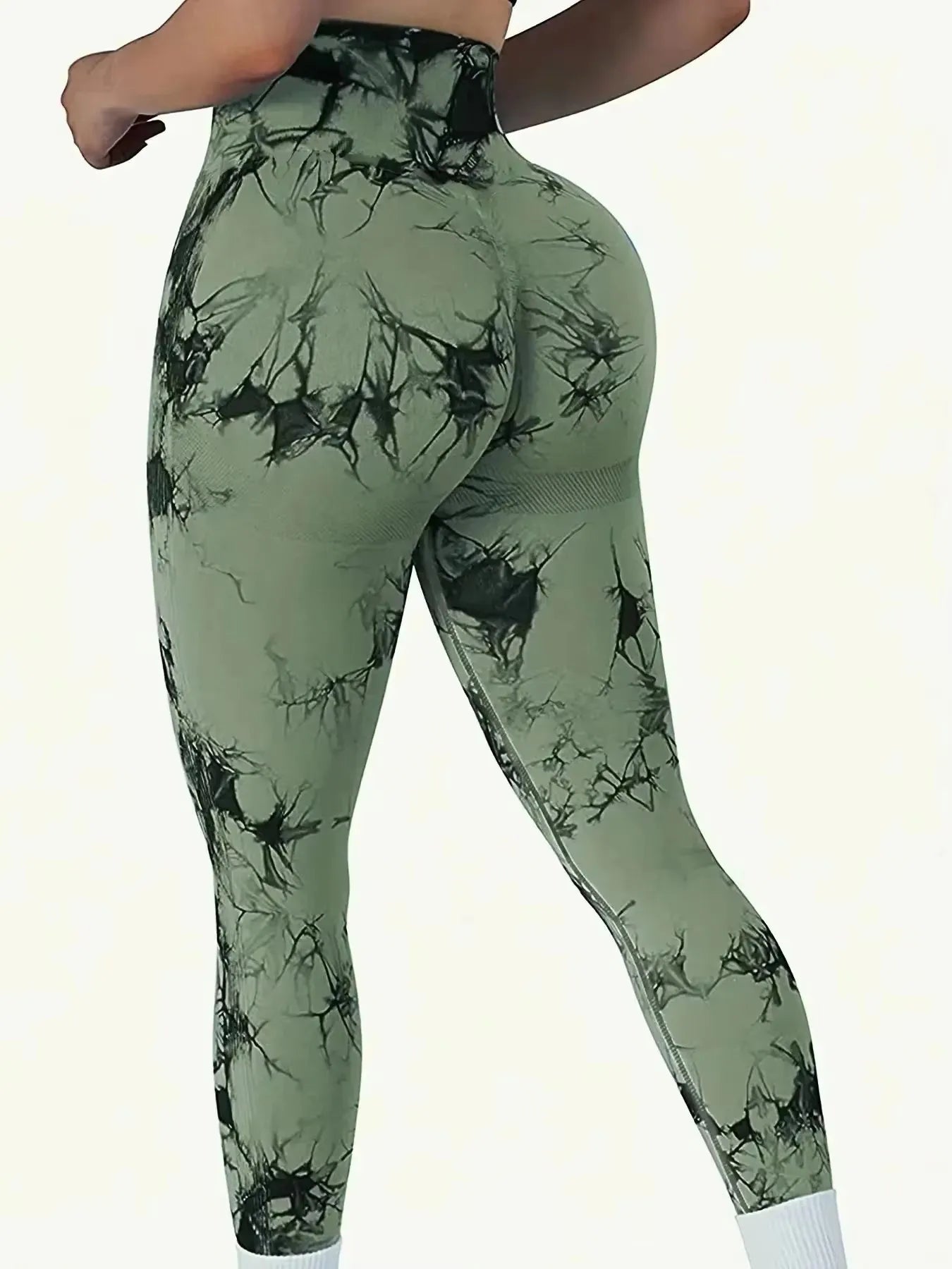 Hip Lifting Seamless Fitness Gym Leggings Tie-Dye Yoga Pants Women's Exercise Tights Tummy Control High Waist Workout Pants