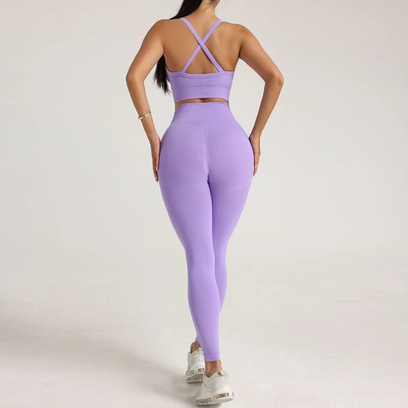 Women's Yoga Suit Sports Underwear Leggings High Stretch Sportswear Quick Dry Breathable Training Clothes Pants
