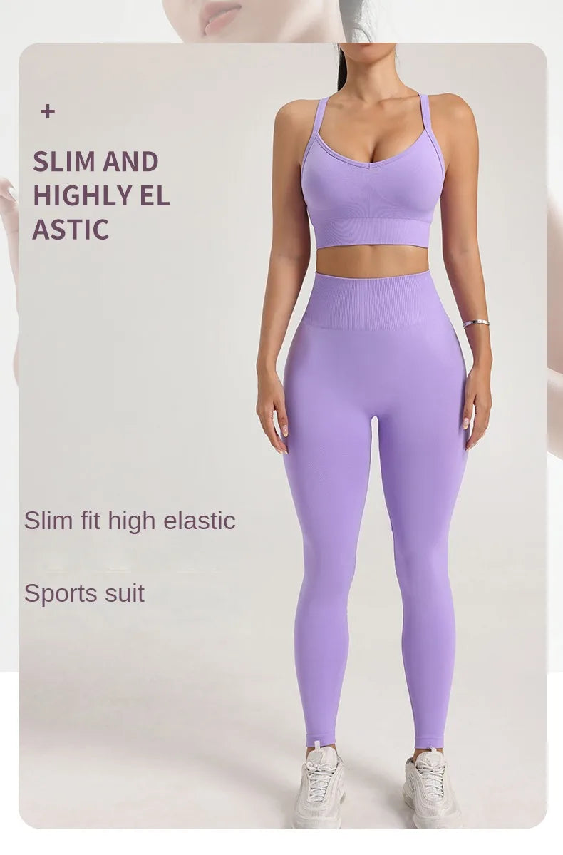 Women's Yoga Suit Sports Underwear Leggings High Stretch Sportswear Quick Dry Breathable Training Clothes Pants