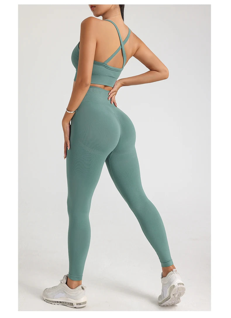 Women's Yoga Suit Sports Underwear Leggings High Stretch Sportswear Quick Dry Breathable Training Clothes Pants