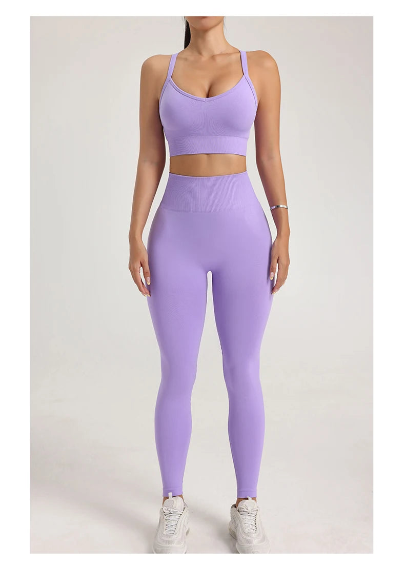 Women's Yoga Suit Sports Underwear Leggings High Stretch Sportswear Quick Dry Breathable Training Clothes Pants