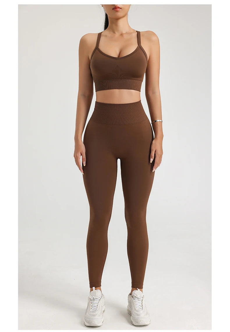 Women's Yoga Suit Sports Underwear Leggings High Stretch Sportswear Quick Dry Breathable Training Clothes Pants