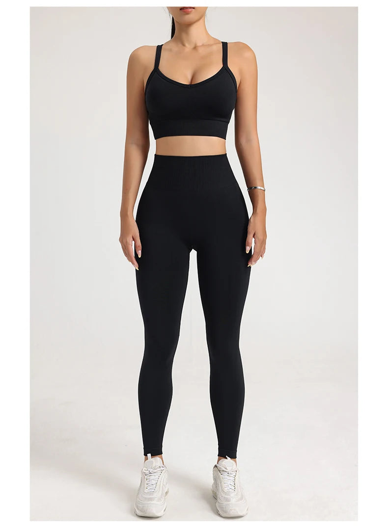 Women's Yoga Suit Sports Underwear Leggings High Stretch Sportswear Quick Dry Breathable Training Clothes Pants