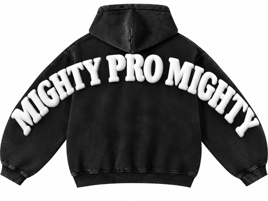 Mighty Pro Washed Hoodie with Puff Lettering