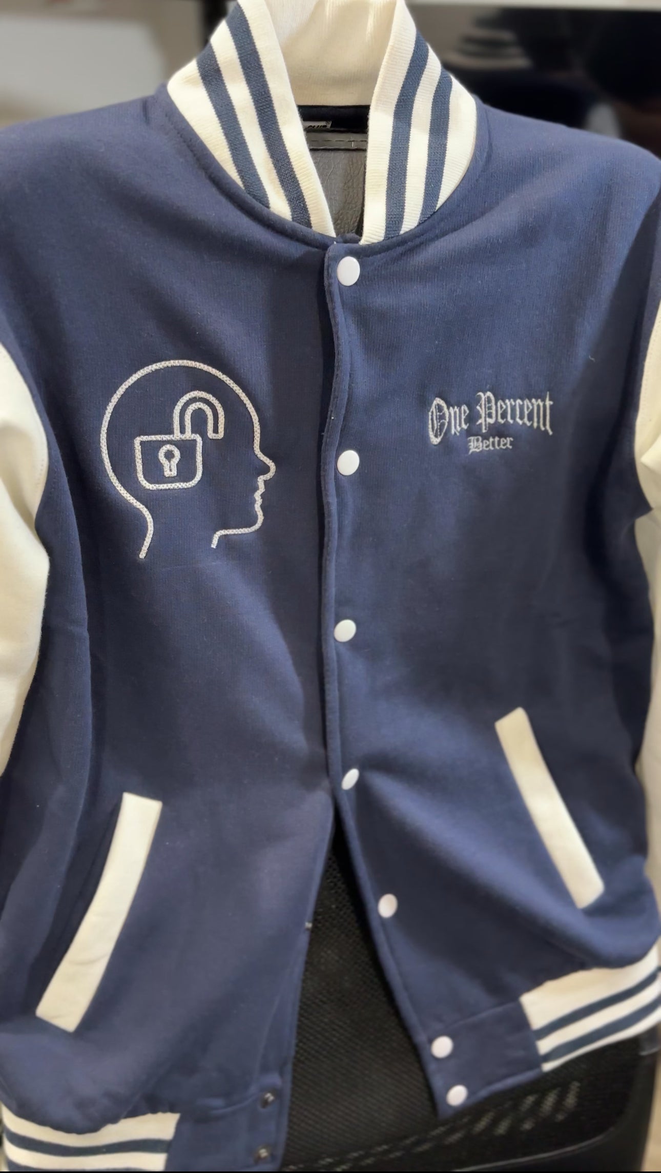 Unlock Your Potential Varsity Sweatshirt (Blue&White)