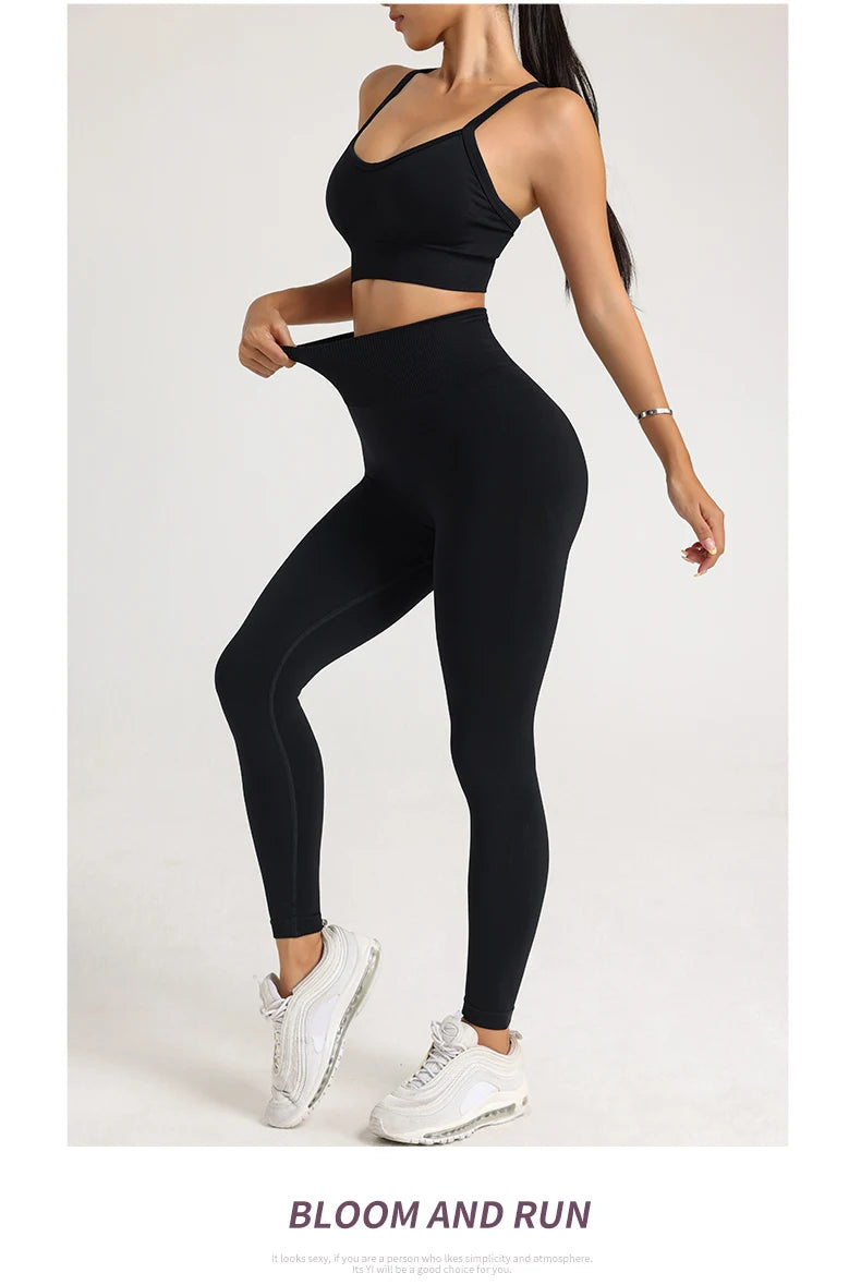 Women's Yoga Suit Sports Underwear Leggings High Stretch Sportswear Quick Dry Breathable Training Clothes Pants