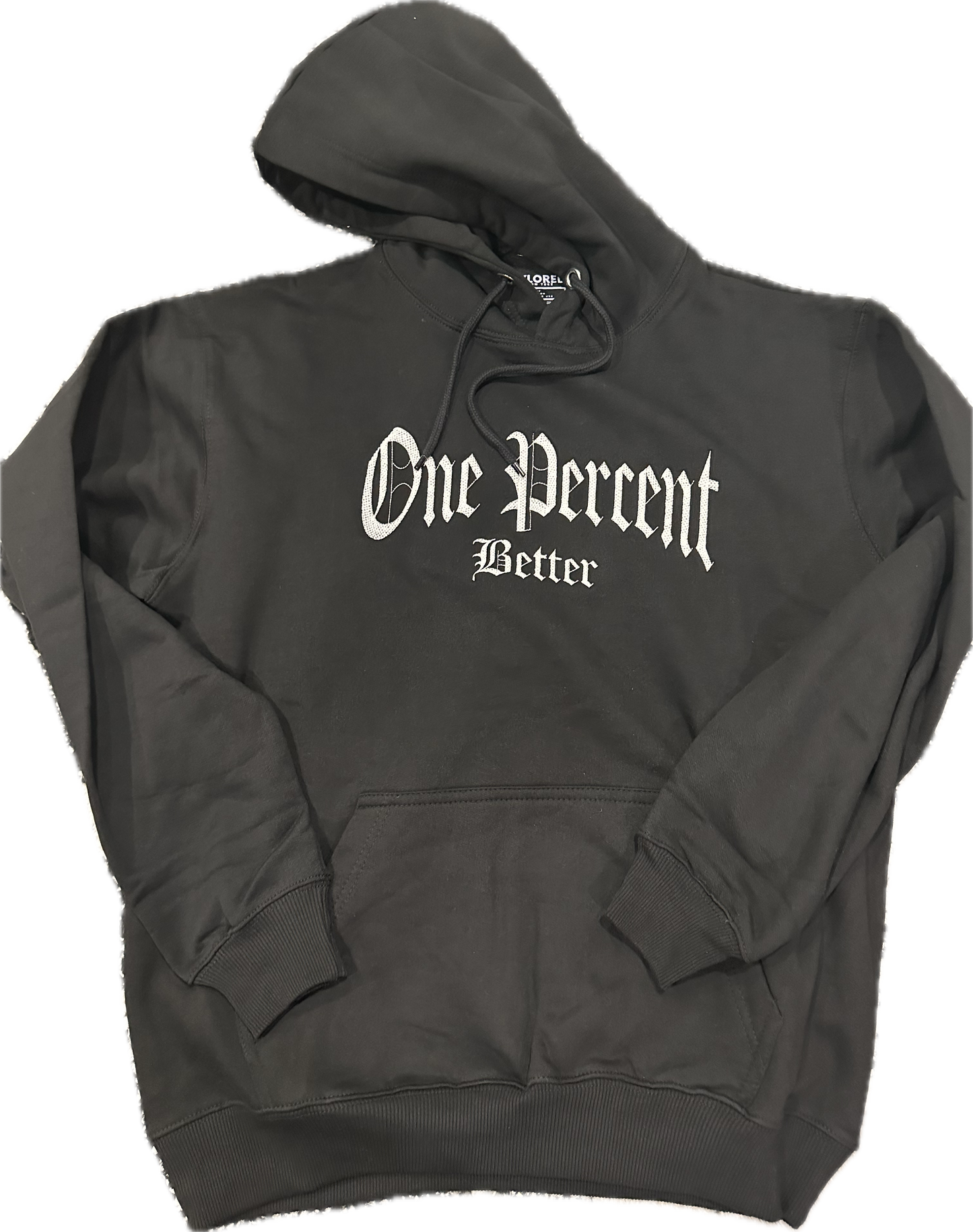 One Percent Better Old English Font Hoodie (Black/White)