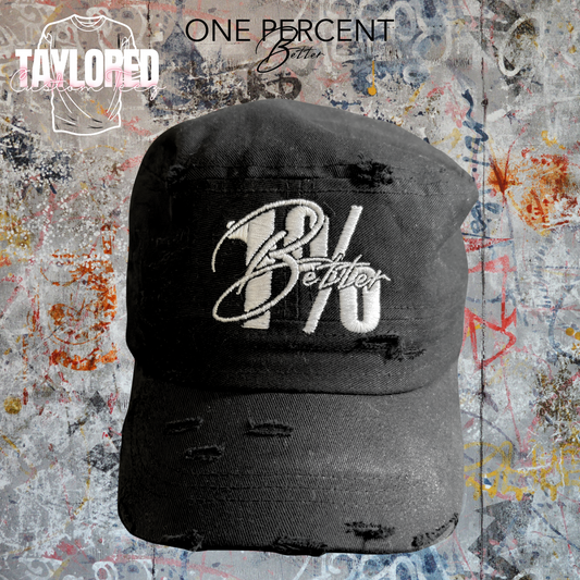 One Percent Better Army Style Distressed Hat (Adjustable)