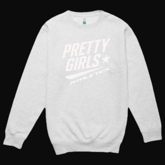 Pretty Girls Athletics – Signature Gray Puff Letter Crew Neck