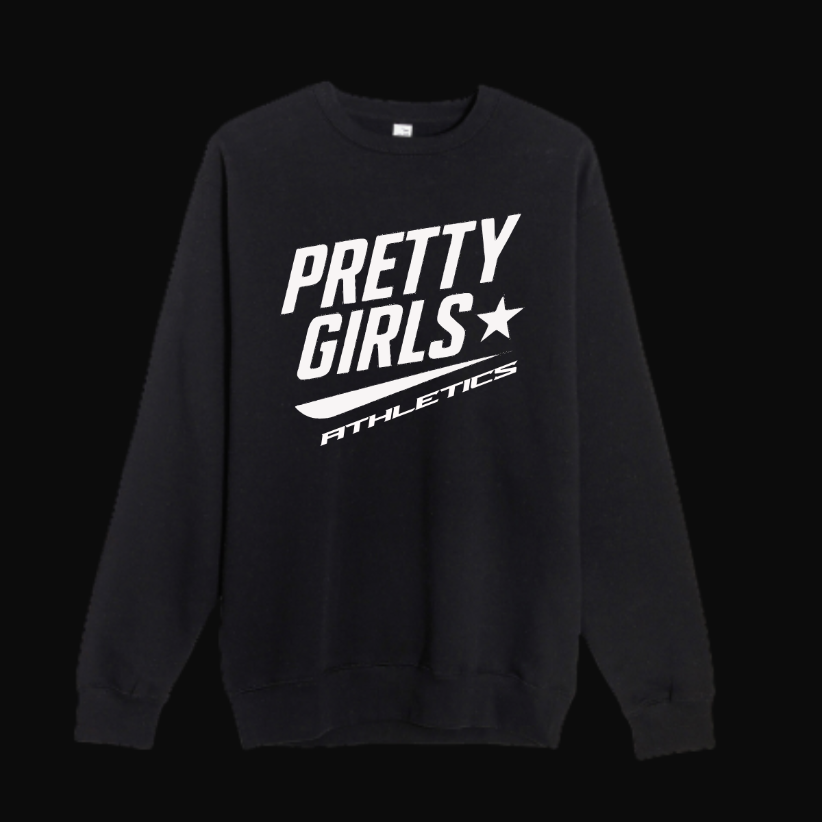 Pretty Girls Athletics – Signature Black Puff Letter Crew Neck